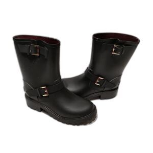 Tommy Hilfiger Size 7 Women's Vinyl Rubber Rain Boots Moto Boots with Buckles